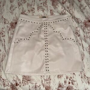 Rock and Roll Denim Pleather White Studded Skirt